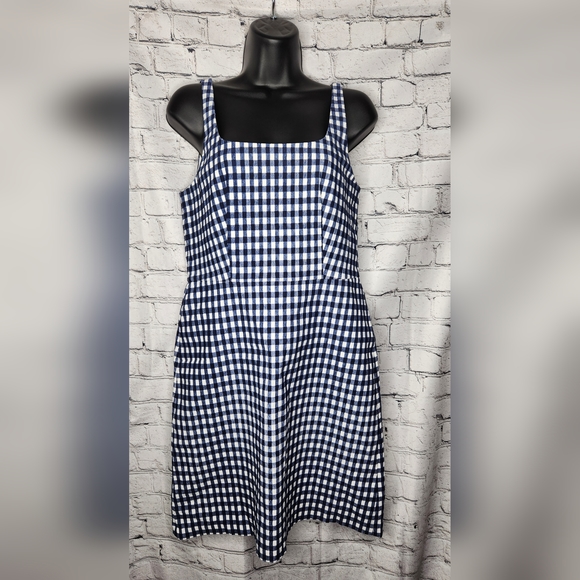 J. Crew Blue and White Checkered Mini Dress - Picture 1 of 9